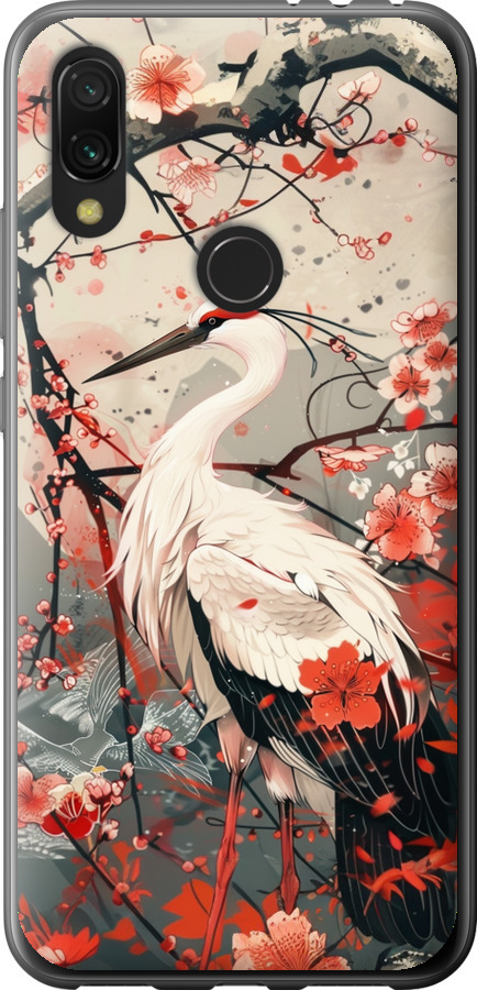 Лелека у цвіту сакури