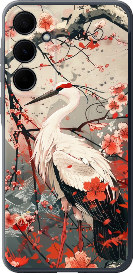 Лелека у цвіту сакури