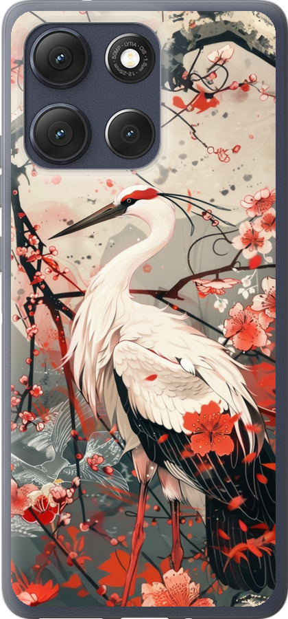 Лелека у цвіту сакури