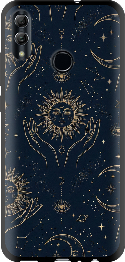 Celestial Harmony: Sun & Moon Gold Mystic Pattern