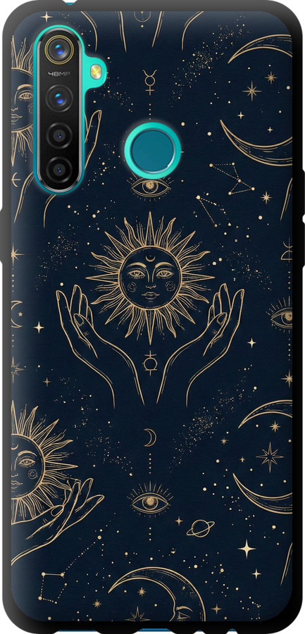Celestial Harmony: Sun & Moon Gold Mystic Pattern