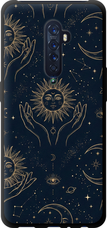 Celestial Harmony: Sun & Moon Gold Mystic Pattern