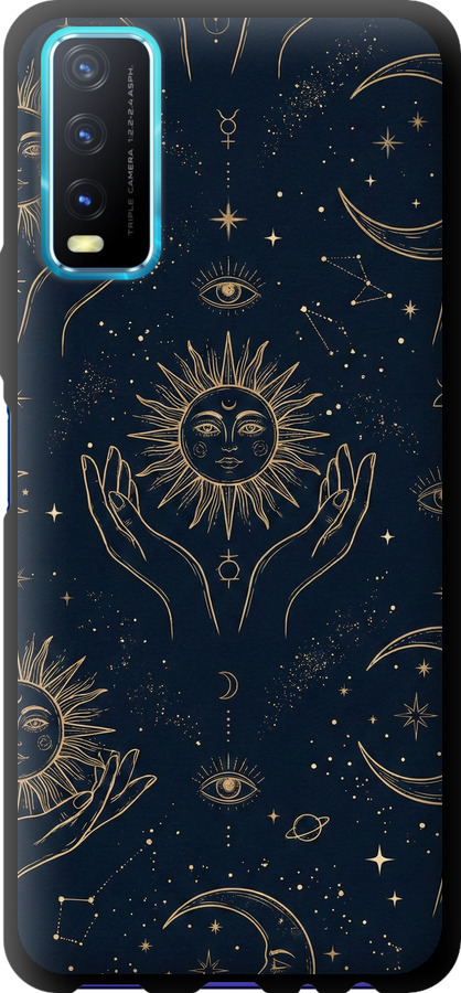 Celestial Harmony: Sun & Moon Gold Mystic Pattern