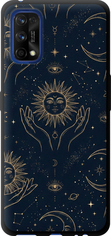 Celestial Harmony: Sun & Moon Gold Mystic Pattern