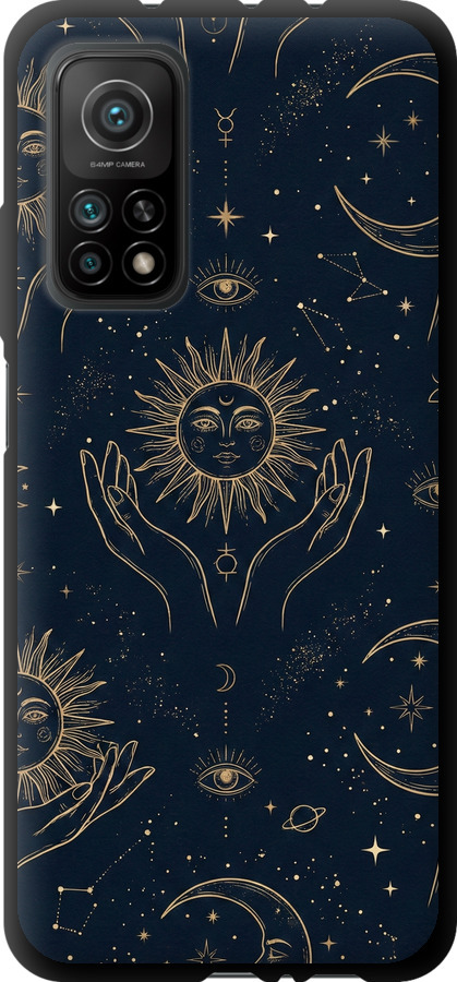 Celestial Harmony: Sun & Moon Gold Mystic Pattern