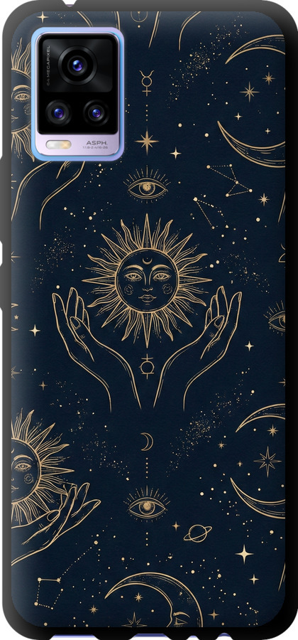 Celestial Harmony: Sun & Moon Gold Mystic Pattern