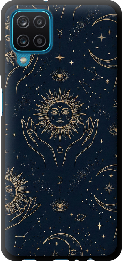 Celestial Harmony: Sun & Moon Gold Mystic Pattern