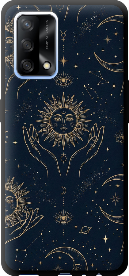 Celestial Harmony: Sun & Moon Gold Mystic Pattern