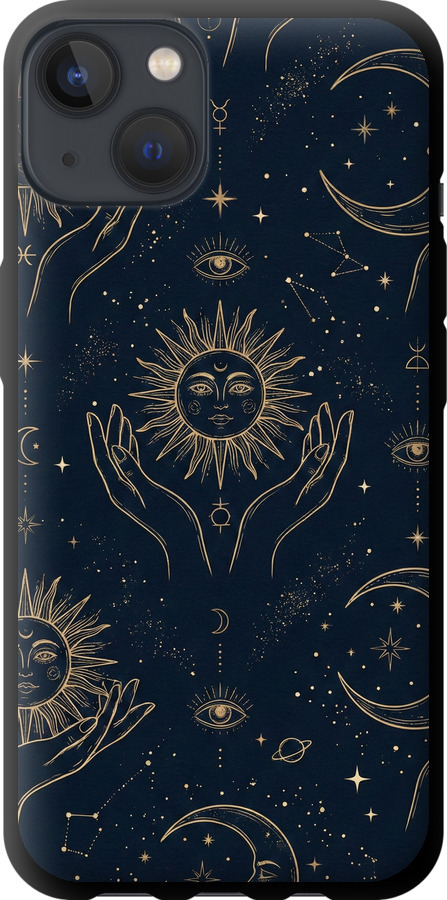 Celestial Harmony: Sun & Moon Gold Mystic Pattern