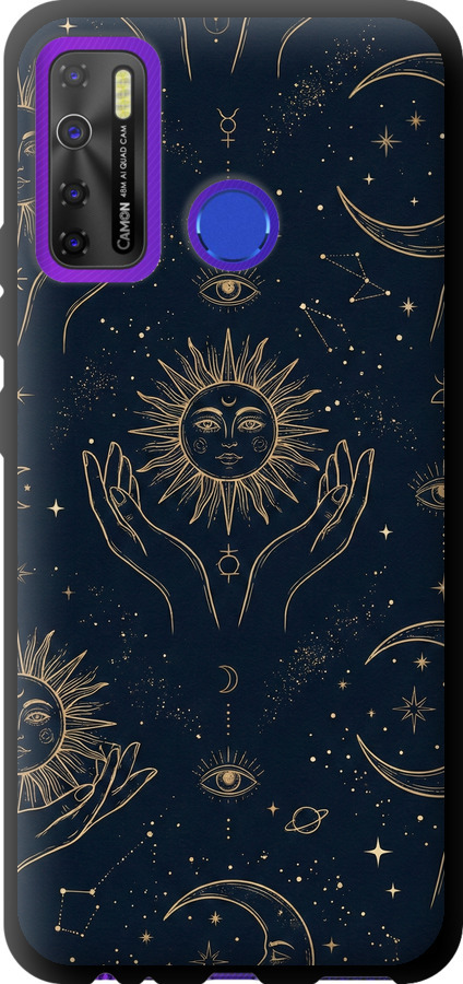 Celestial Harmony: Sun & Moon Gold Mystic Pattern