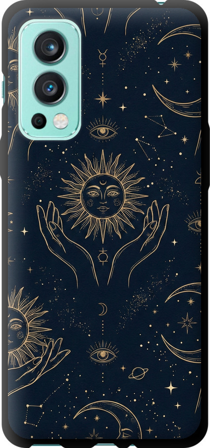 Celestial Harmony: Sun & Moon Gold Mystic Pattern