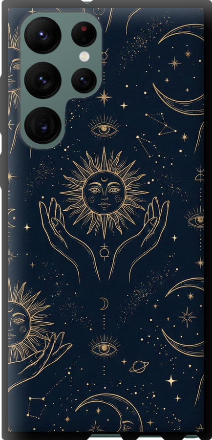Celestial Harmony: Sun & Moon Gold Mystic Pattern