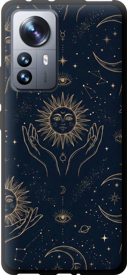 Celestial Harmony: Sun & Moon Gold Mystic Pattern