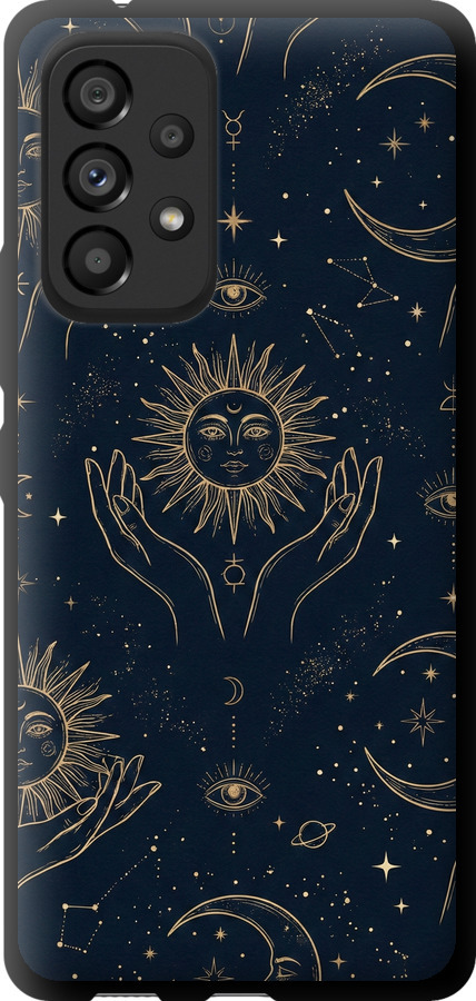 Celestial Harmony: Sun & Moon Gold Mystic Pattern