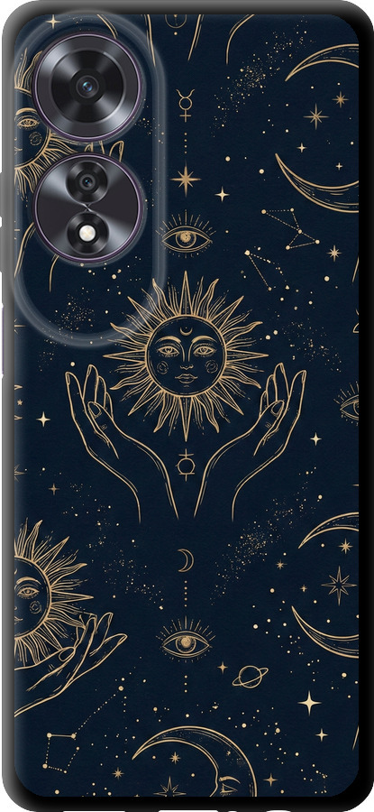 Celestial Harmony: Sun & Moon Gold Mystic Pattern