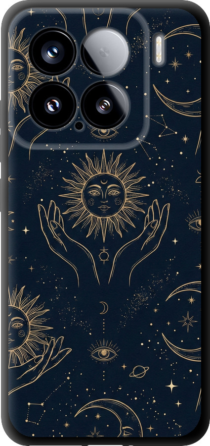 Celestial Harmony: Sun & Moon Gold Mystic Pattern