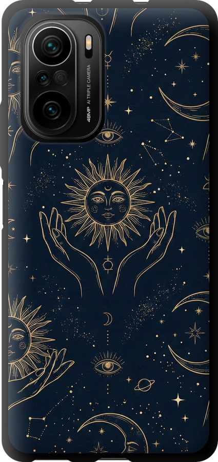 Celestial Harmony: Sun & Moon Gold Mystic Pattern