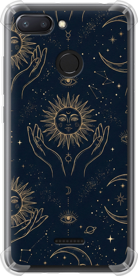 Celestial Harmony: Sun & Moon Gold Mystic Pattern