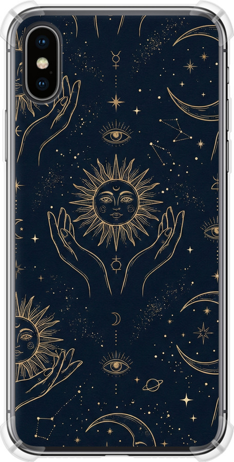 Celestial Harmony: Sun & Moon Gold Mystic Pattern