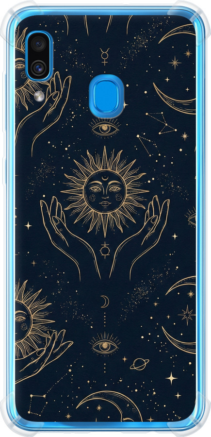 Celestial Harmony: Sun & Moon Gold Mystic Pattern