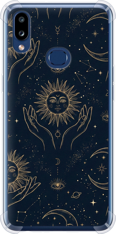 Celestial Harmony: Sun & Moon Gold Mystic Pattern