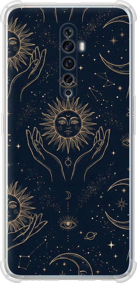 Celestial Harmony: Sun & Moon Gold Mystic Pattern