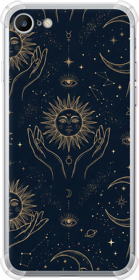 Celestial Harmony: Sun & Moon Gold Mystic Pattern