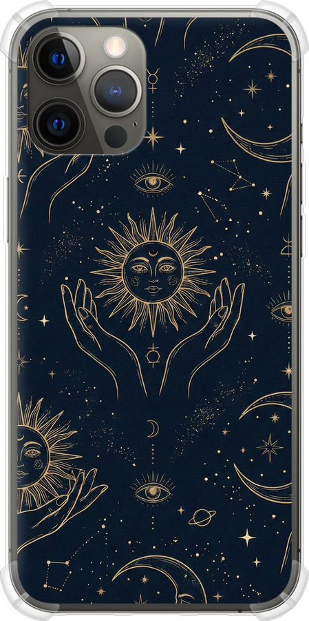 Celestial Harmony: Sun & Moon Gold Mystic Pattern