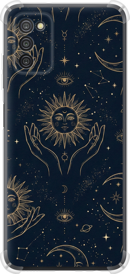 Celestial Harmony: Sun & Moon Gold Mystic Pattern