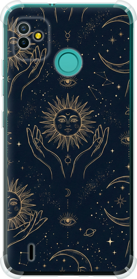 Celestial Harmony: Sun & Moon Gold Mystic Pattern