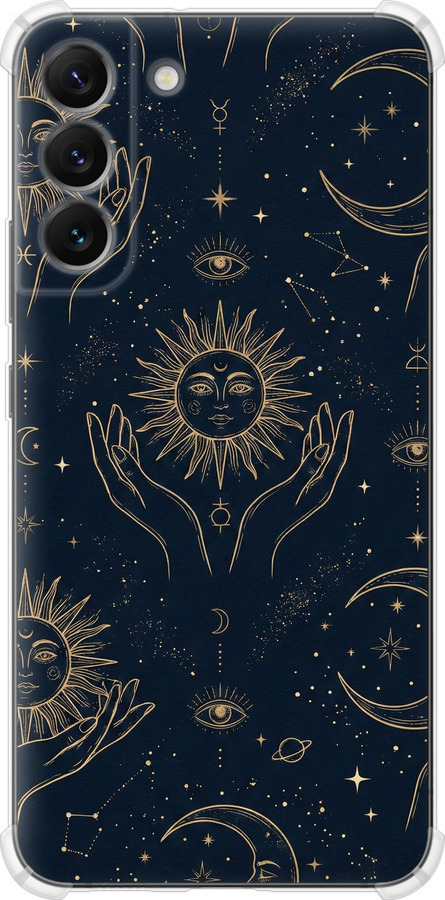 Celestial Harmony: Sun & Moon Gold Mystic Pattern
