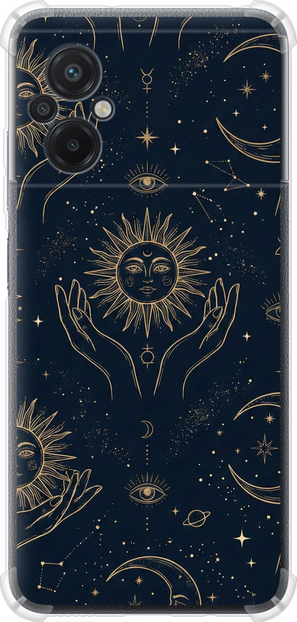 Celestial Harmony: Sun & Moon Gold Mystic Pattern