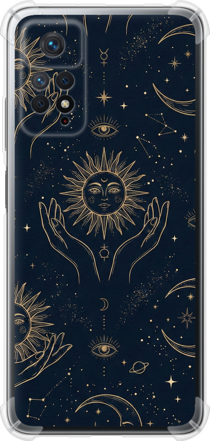 Celestial Harmony: Sun & Moon Gold Mystic Pattern