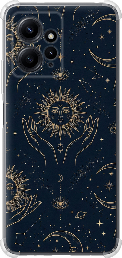 Celestial Harmony: Sun & Moon Gold Mystic Pattern