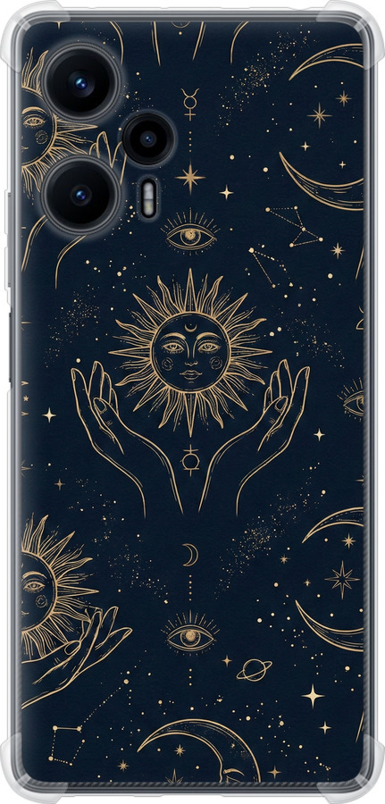 Celestial Harmony: Sun & Moon Gold Mystic Pattern