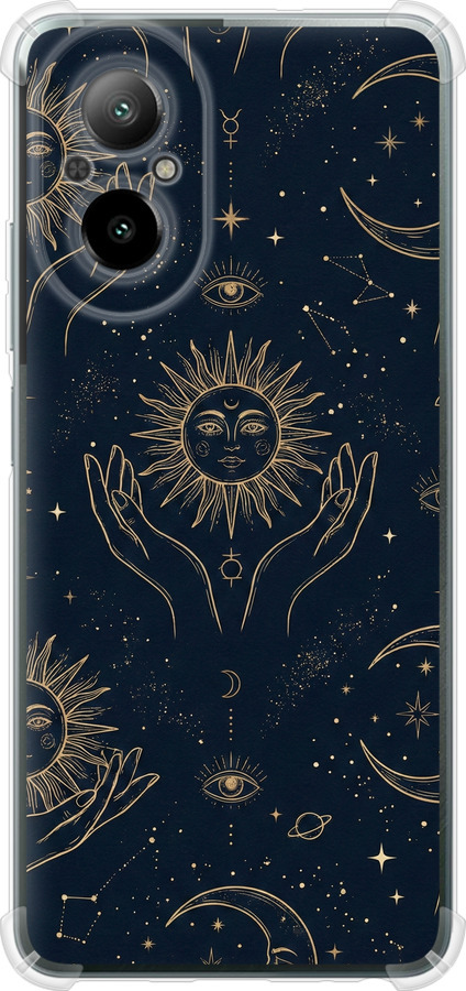 Celestial Harmony: Sun & Moon Gold Mystic Pattern