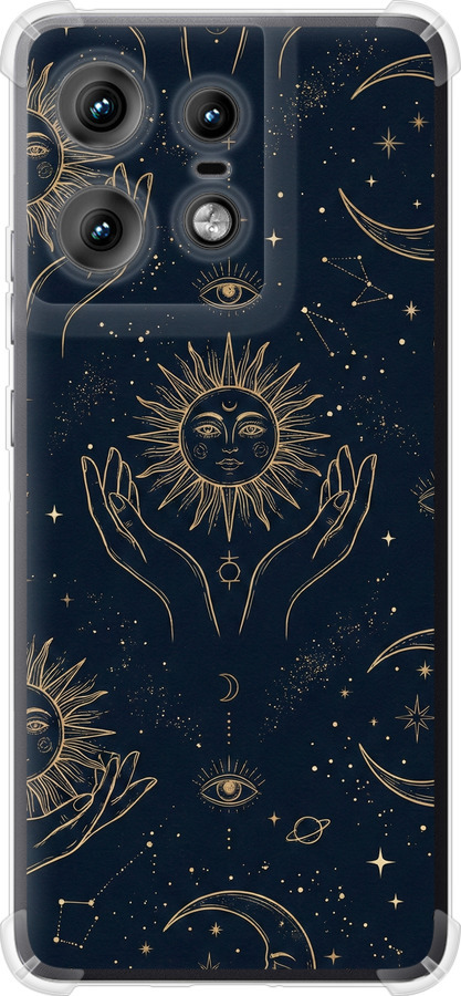 Celestial Harmony: Sun & Moon Gold Mystic Pattern