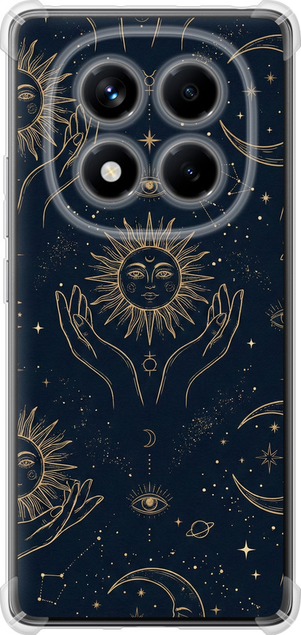 Celestial Harmony: Sun & Moon Gold Mystic Pattern