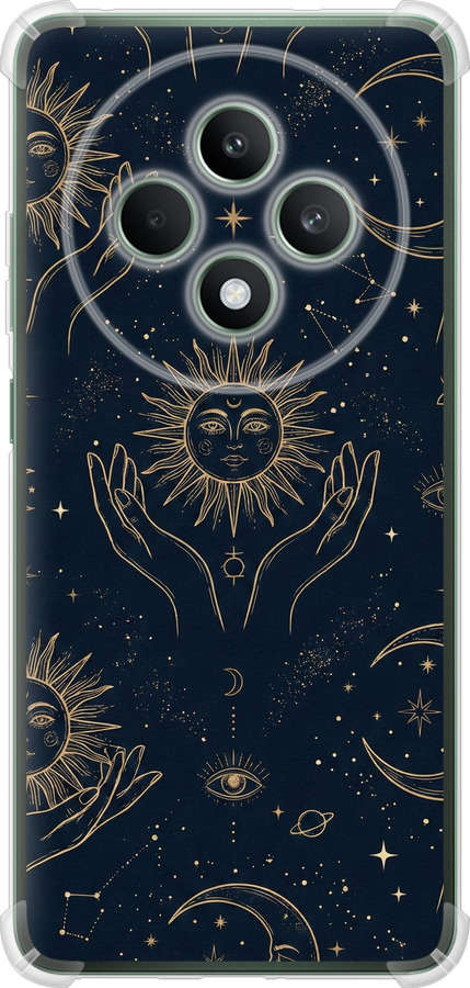 Celestial Harmony: Sun & Moon Gold Mystic Pattern