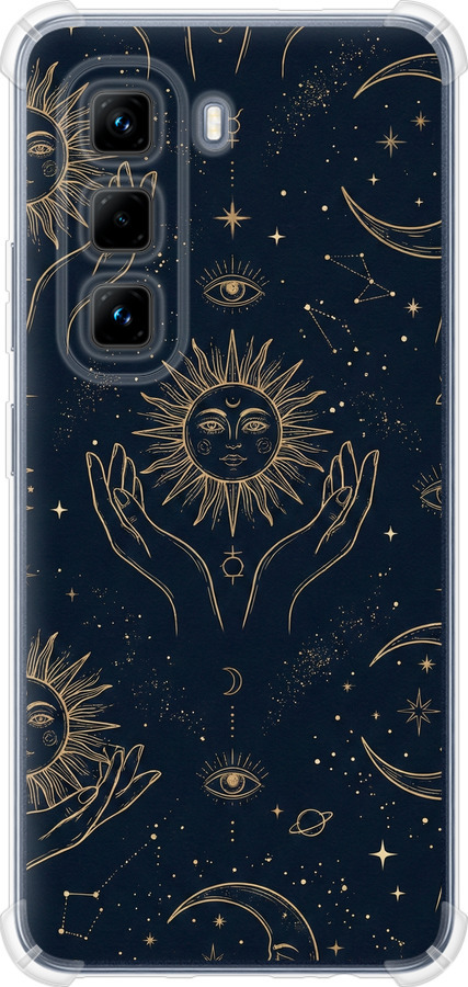 Celestial Harmony: Sun & Moon Gold Mystic Pattern