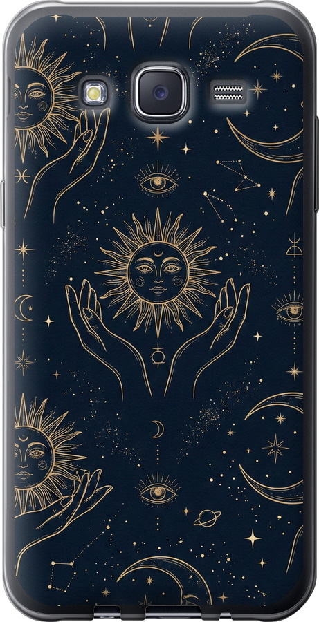 Celestial Harmony: Sun & Moon Gold Mystic Pattern