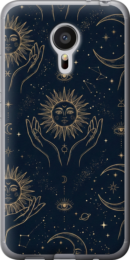 Celestial Harmony: Sun & Moon Gold Mystic Pattern