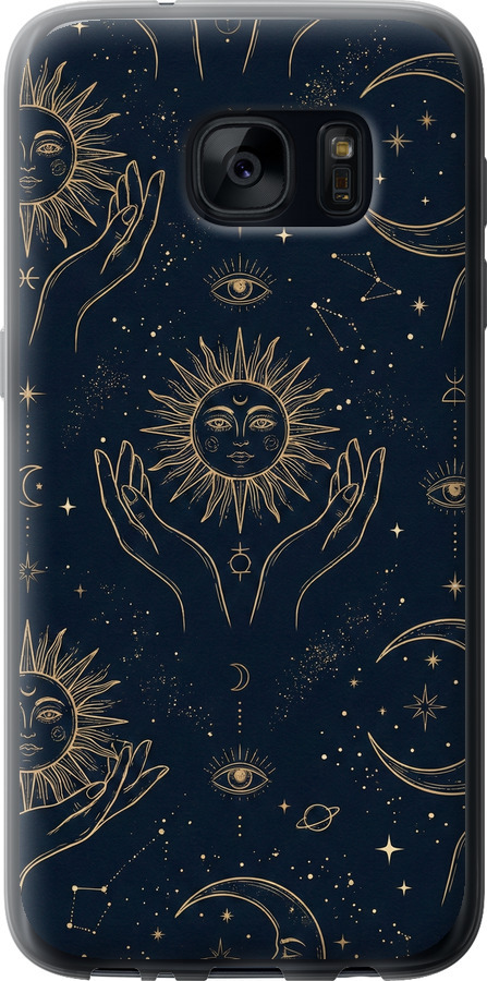 Celestial Harmony: Sun & Moon Gold Mystic Pattern