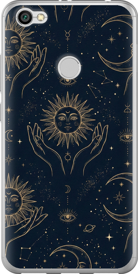 Celestial Harmony: Sun & Moon Gold Mystic Pattern