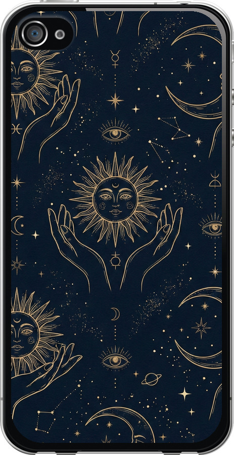 Celestial Harmony: Sun & Moon Gold Mystic Pattern