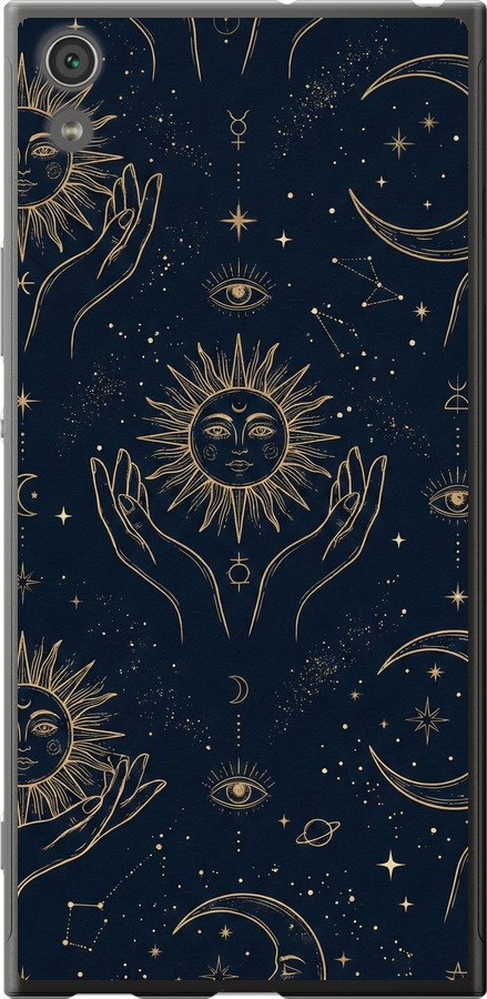 Celestial Harmony: Sun & Moon Gold Mystic Pattern