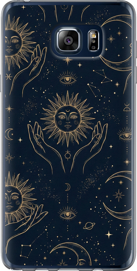 Celestial Harmony: Sun & Moon Gold Mystic Pattern