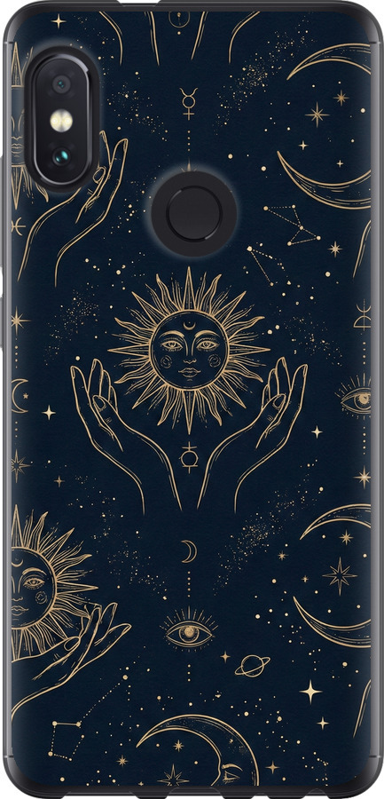 Celestial Harmony: Sun & Moon Gold Mystic Pattern