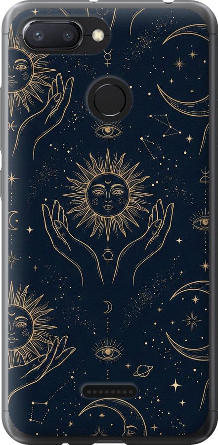Celestial Harmony: Sun & Moon Gold Mystic Pattern