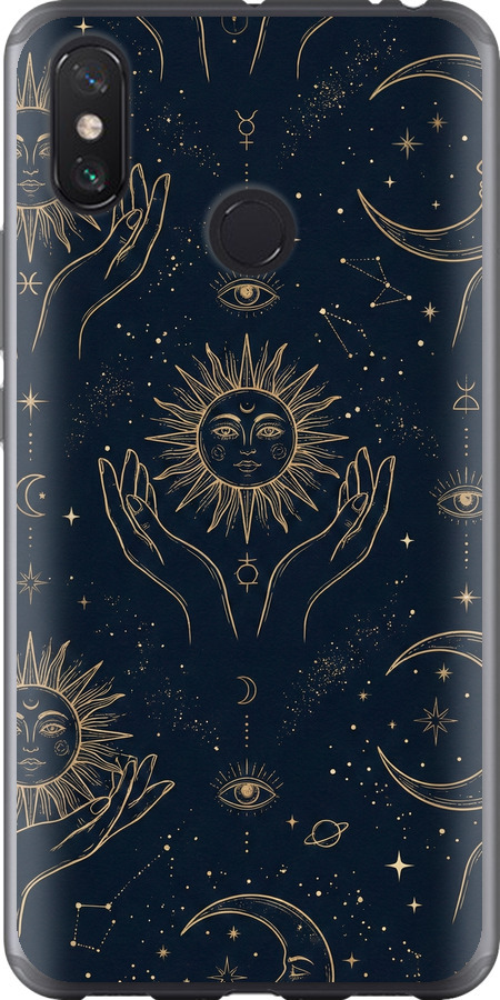 Celestial Harmony: Sun & Moon Gold Mystic Pattern